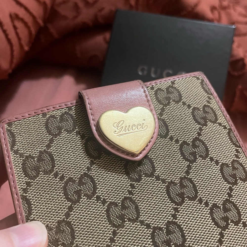 Gucci canvas wallet pink leather heart with box - Picture 16 of 16